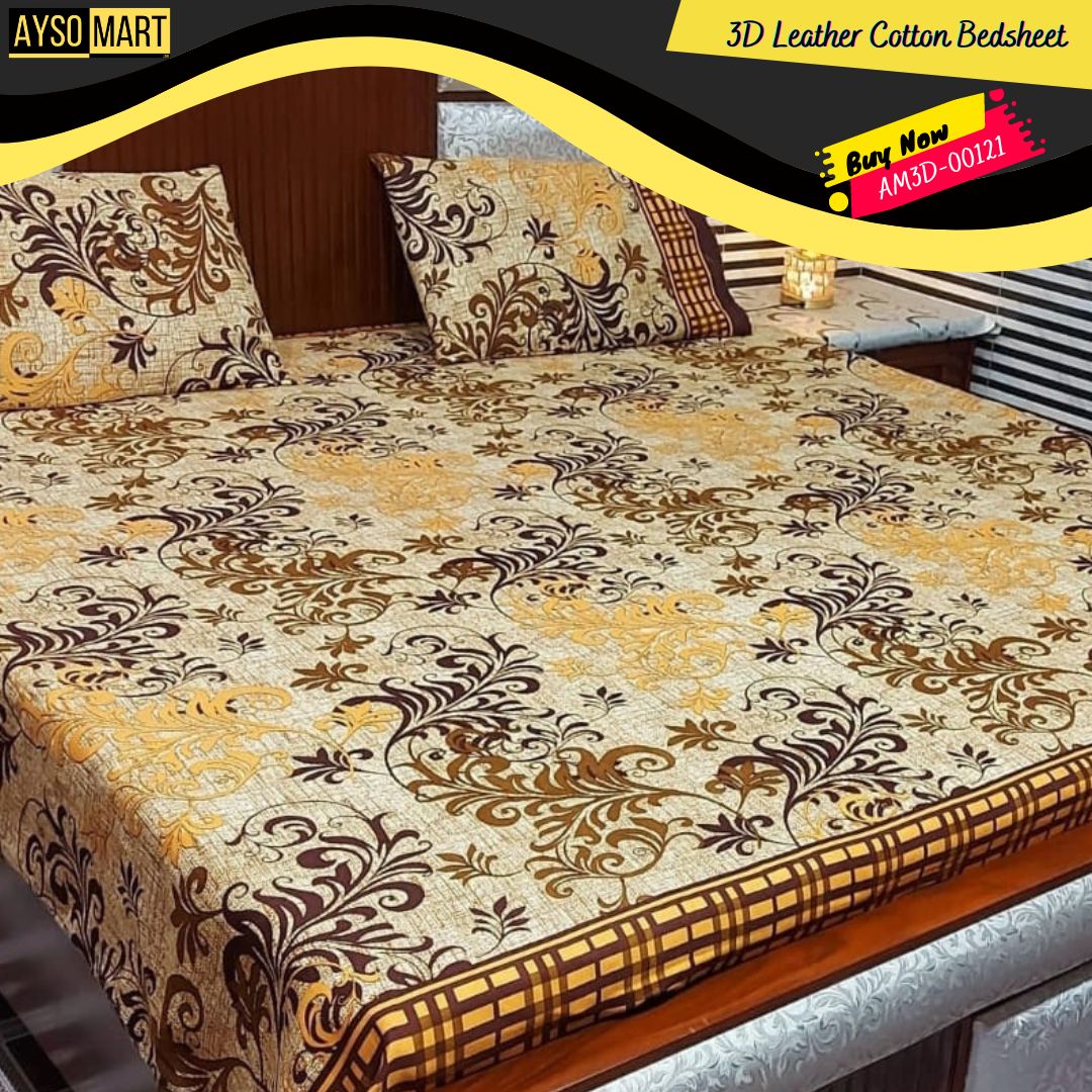 3D Leather Cotton Bedsheet AM3D-00121