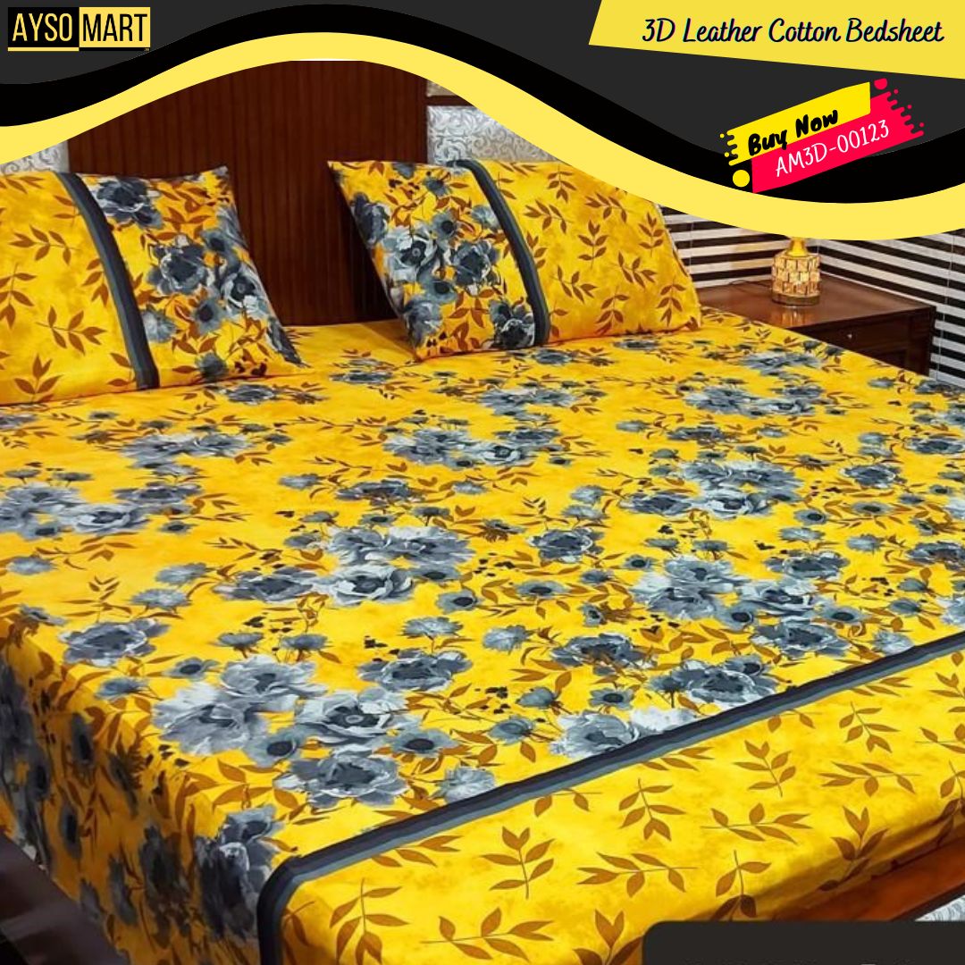 3D Leather Cotton Bedsheet AM3D-00123