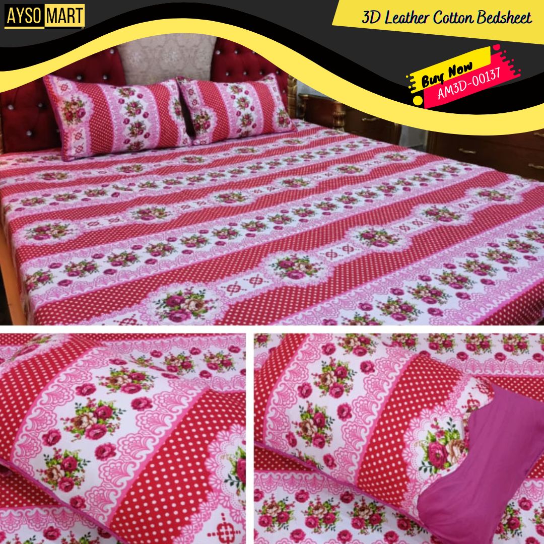 3D Leather Cotton Bedsheet AM3D-00137