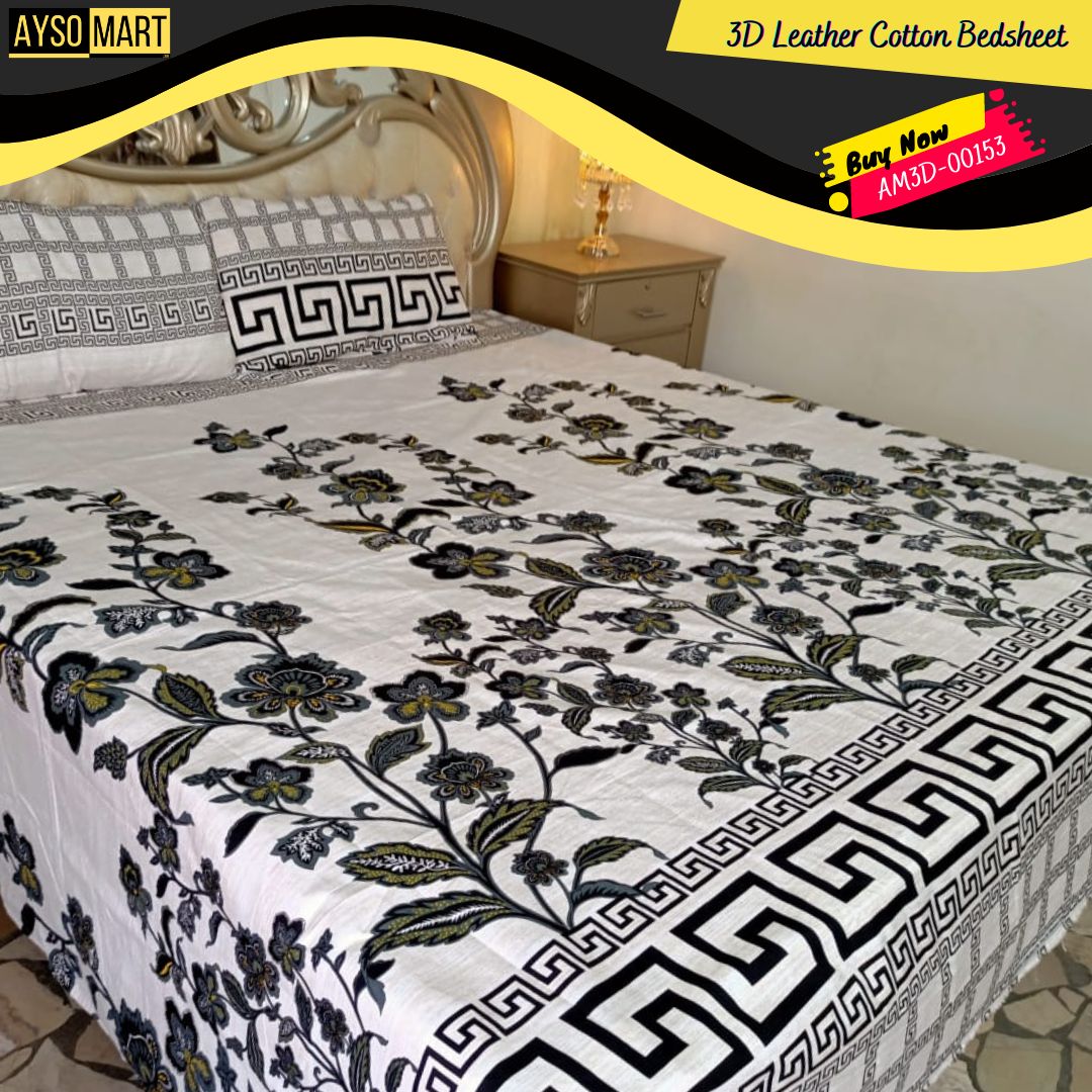 3D Leather Cotton Bedsheet AM3D-00153