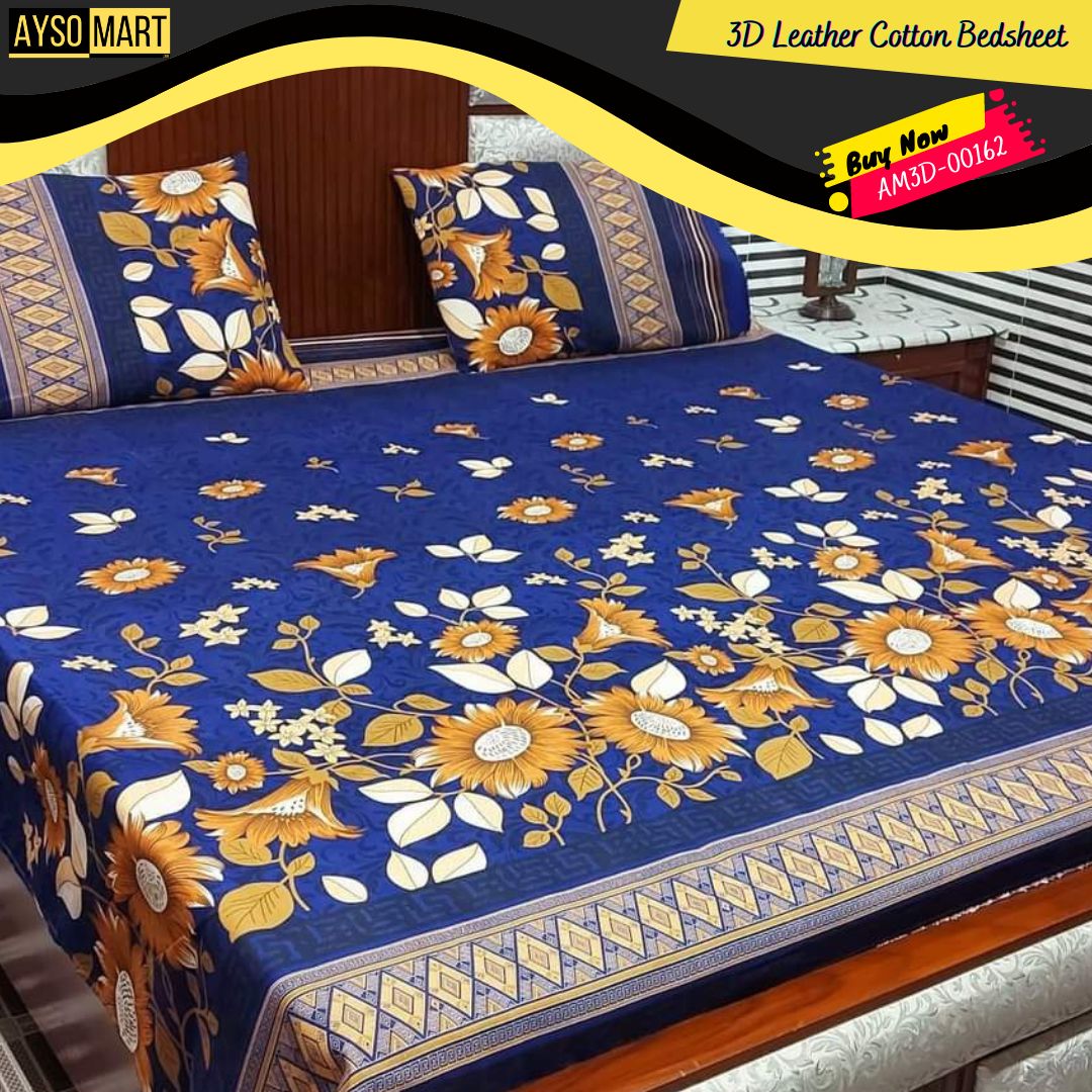 3D Leather Cotton Bedsheet AM3D-00162