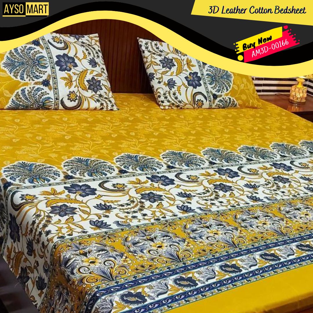 3D Leather Cotton Bedsheet AM3D-00166