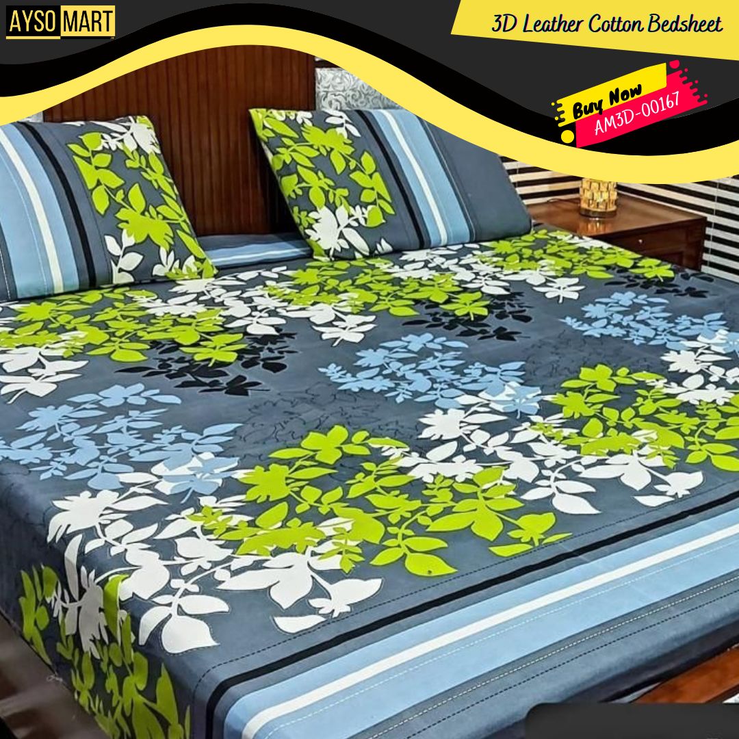 3D Leather Cotton Bedsheet AM3D-00167