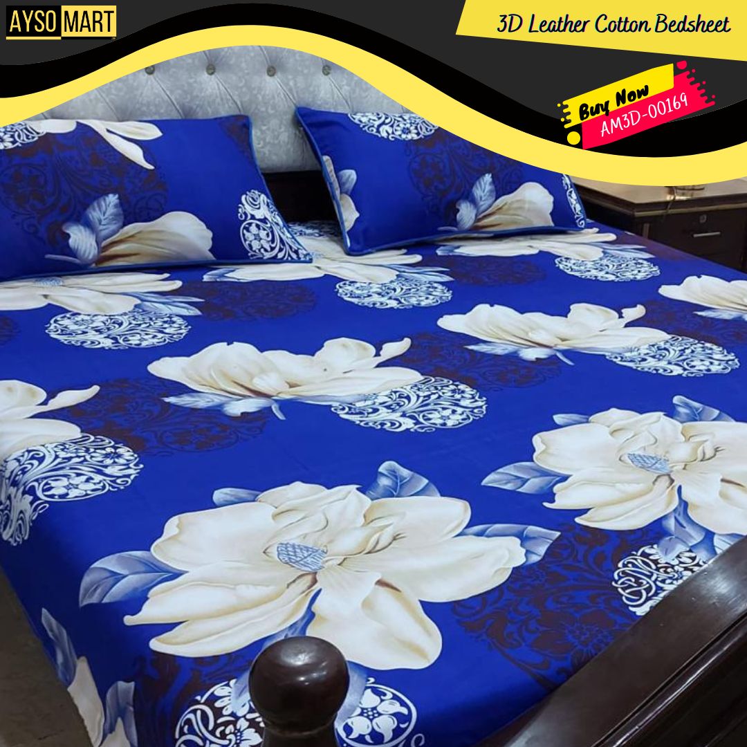 3D Leather Cotton Bedsheet AM3D-00169