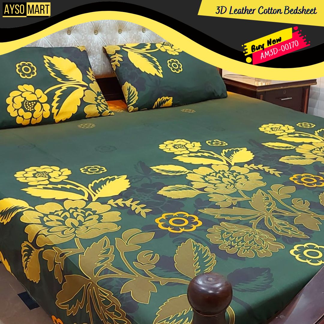 3D Leather Cotton Bedsheet AM3D-00170