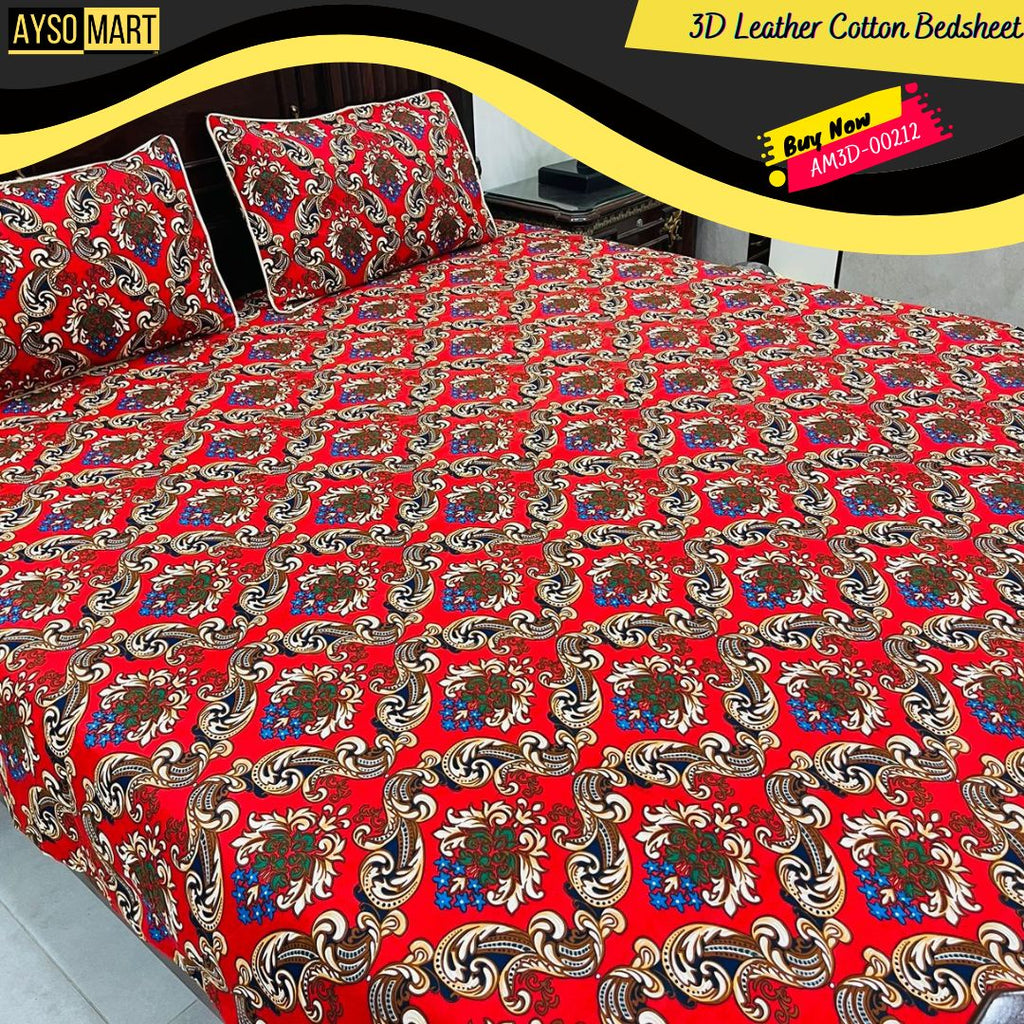 Red Jewel 3D Crystal Cotton Bedsheet AM3D-00212