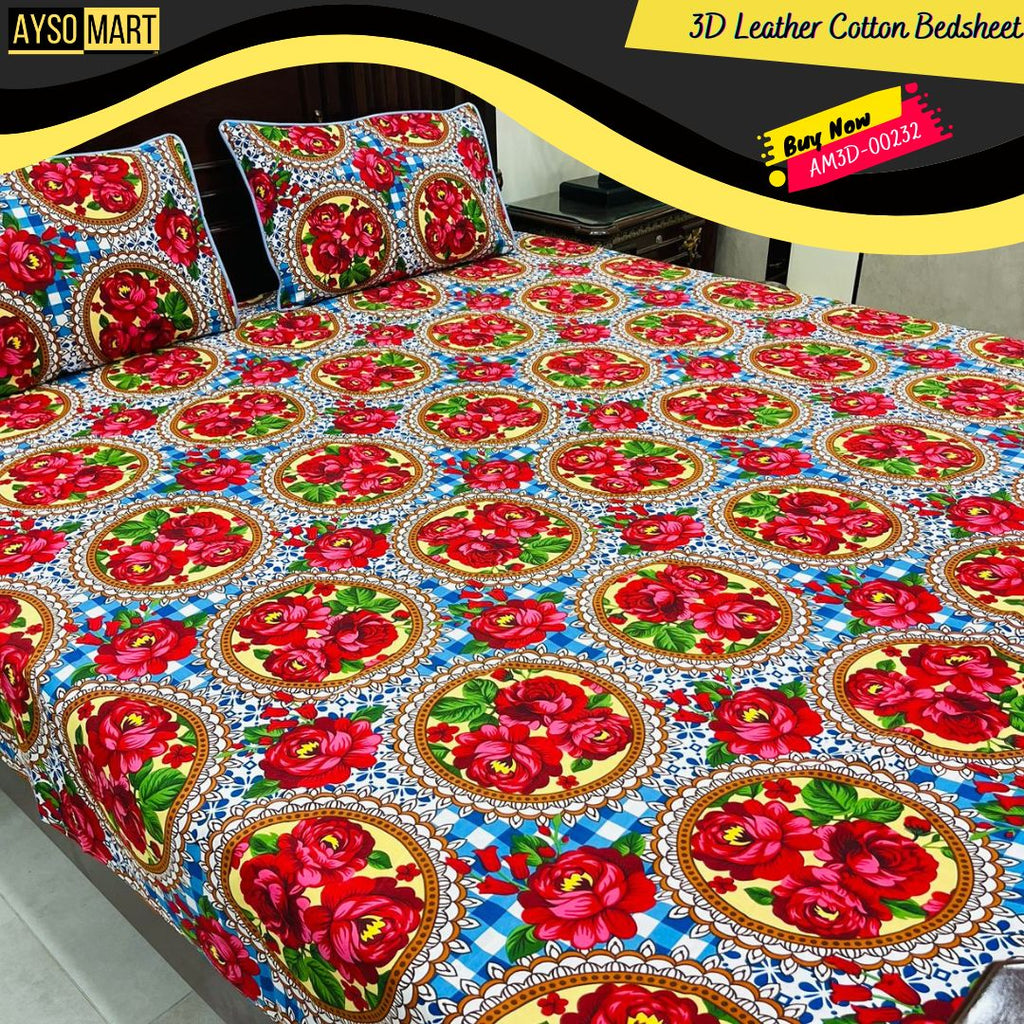 Rose Arounf 3D Crystal Cotton Bedsheet AM3D-00232