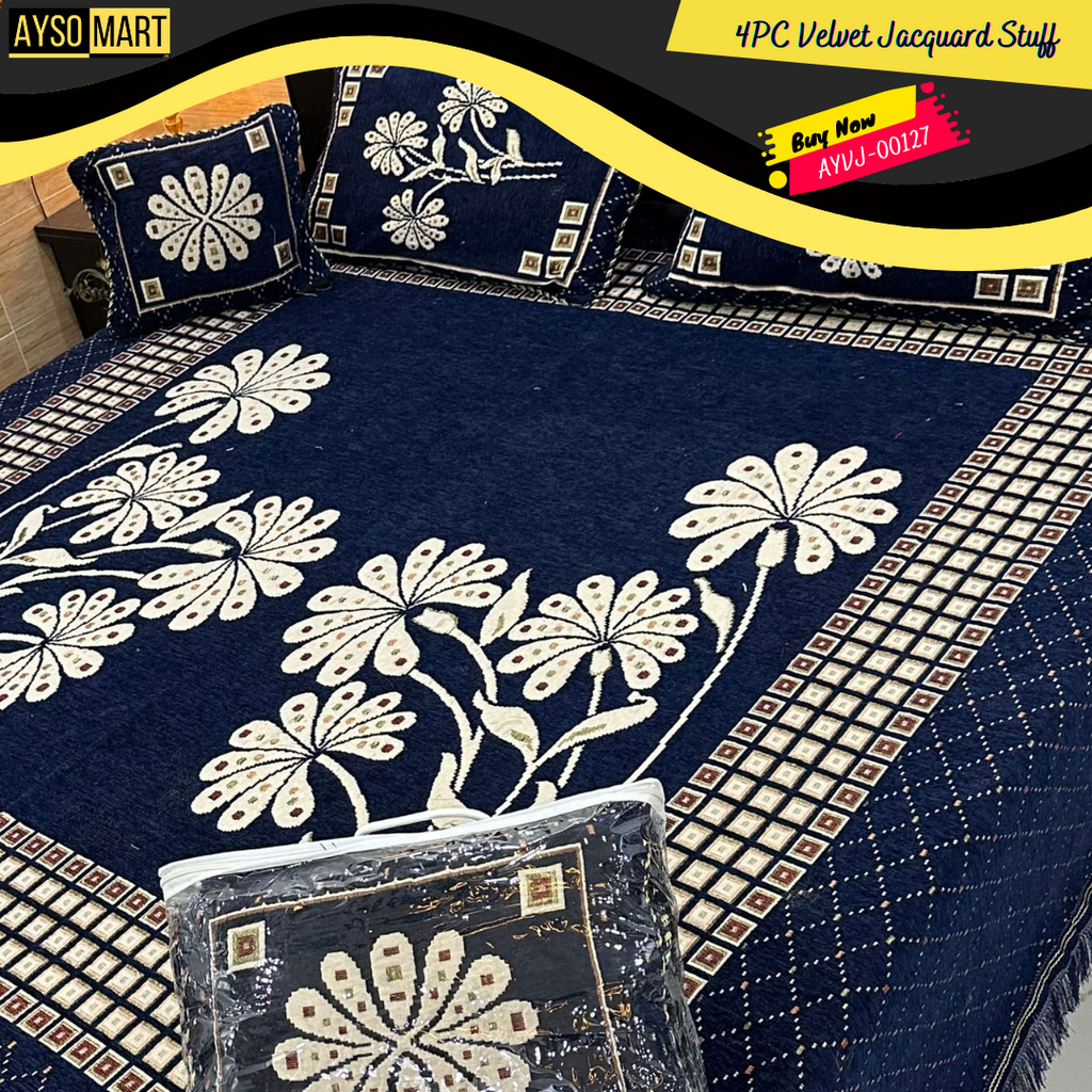 4PCS Velvet Jacquard Fancy Bedsheet Set AYVJ-00127