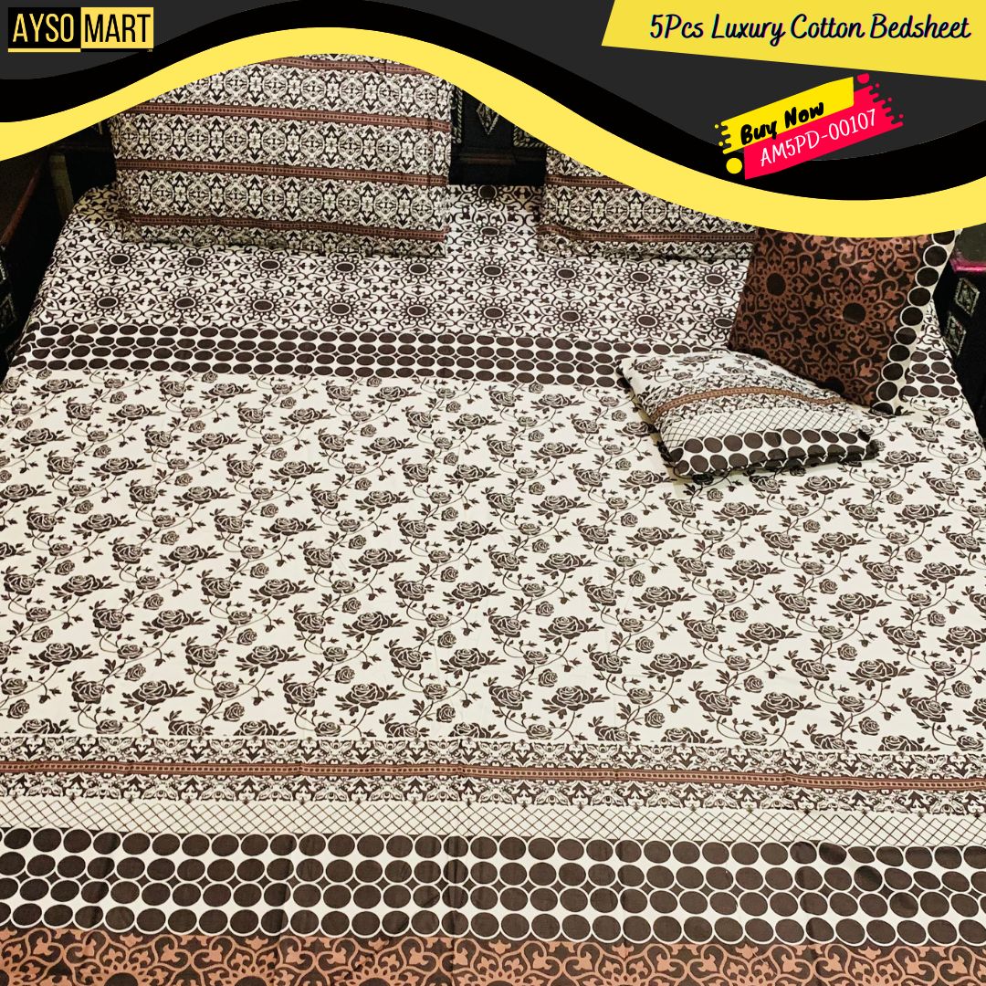 Chocolate Patels 5 pcs Pure Cotton Bedsheet AM5PD-00107