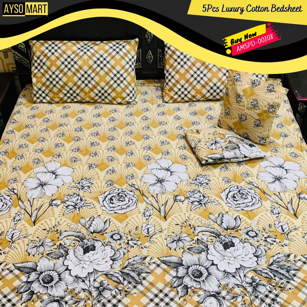 Daffodil Stream 5 pcs Pure Cotton Bedsheet AM5PD-00108