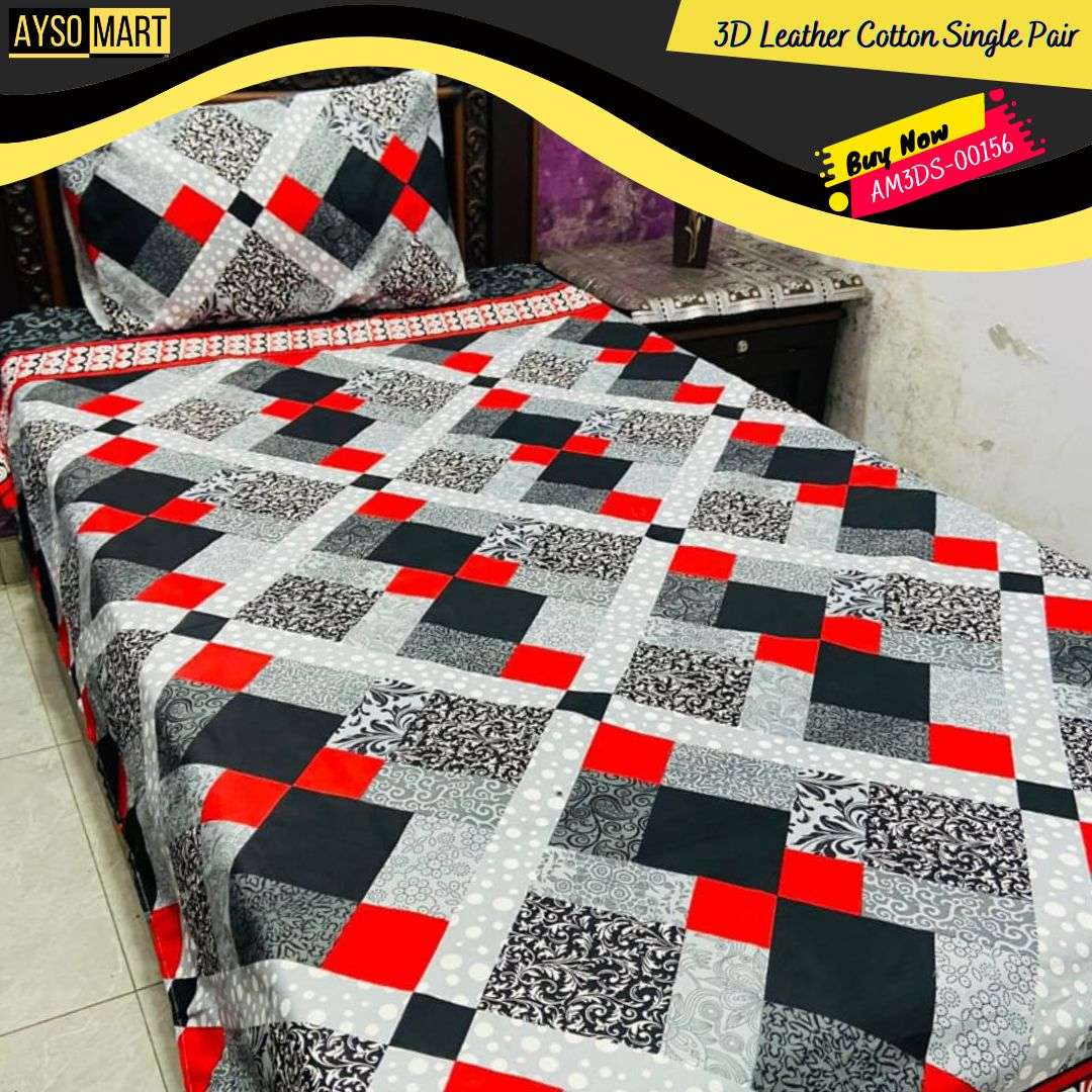 Grey Love 3D CrystalCotton Single Pair Bedsheet AM3DS-00156