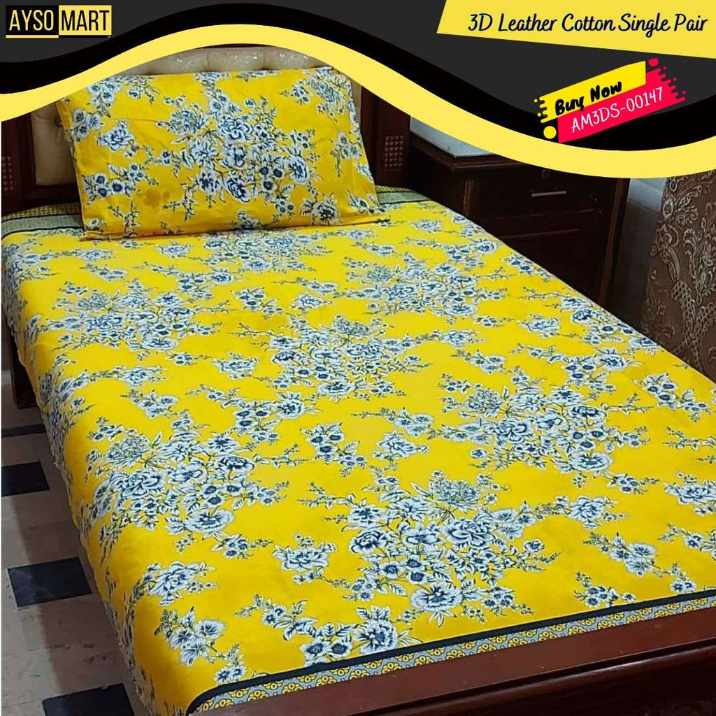 Yellow Palace 3D Crystal Cotton Single Pair Bedsheet AM3DS-00147