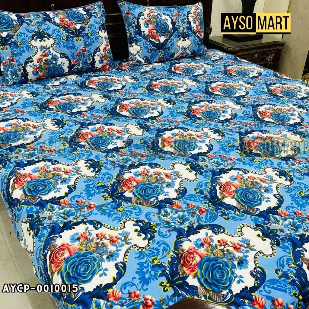 Blue Fish 3D Crystal Cotton Plus Bedsheet AYCP-001015