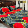 Black Big Rose 3D Crystal Cotton Plus Bedsheet AYCP-001020