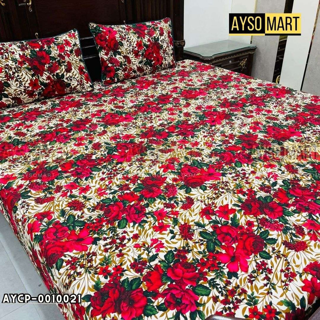 Rose &amp; leaf 3D Crystal Cotton Plus Bedsheet AYCP-001021