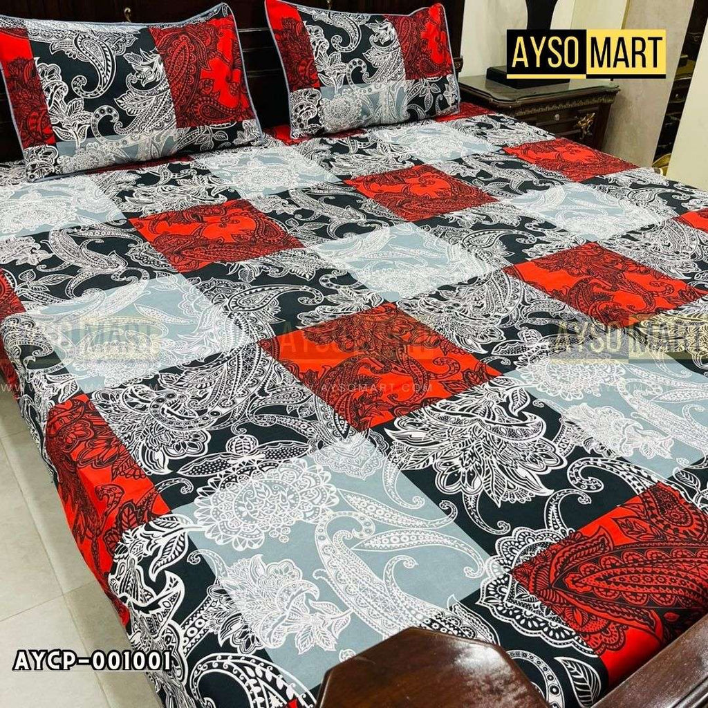 Chess Board 3D Crystal Cotton Plus Bedsheet AYCP-001001