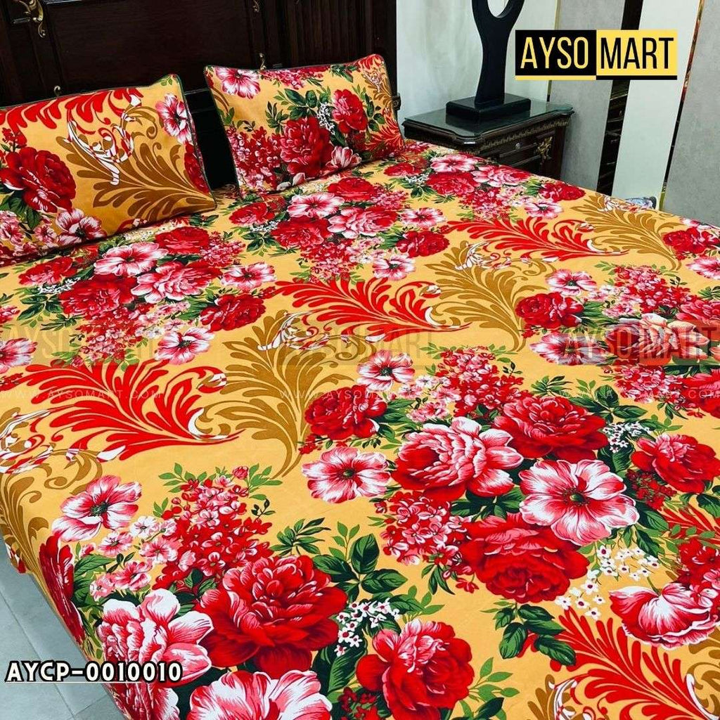 Red Rose Lawn 3D Crystal Cotton Plus Bedsheet AYCP-001010