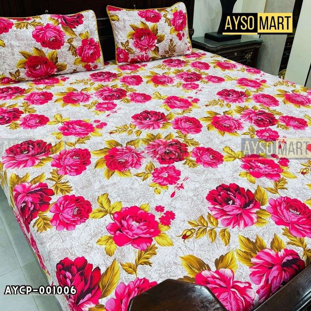 Rose bouquet 3D Crystal Cotton Plus Bedsheet AYCP-001006