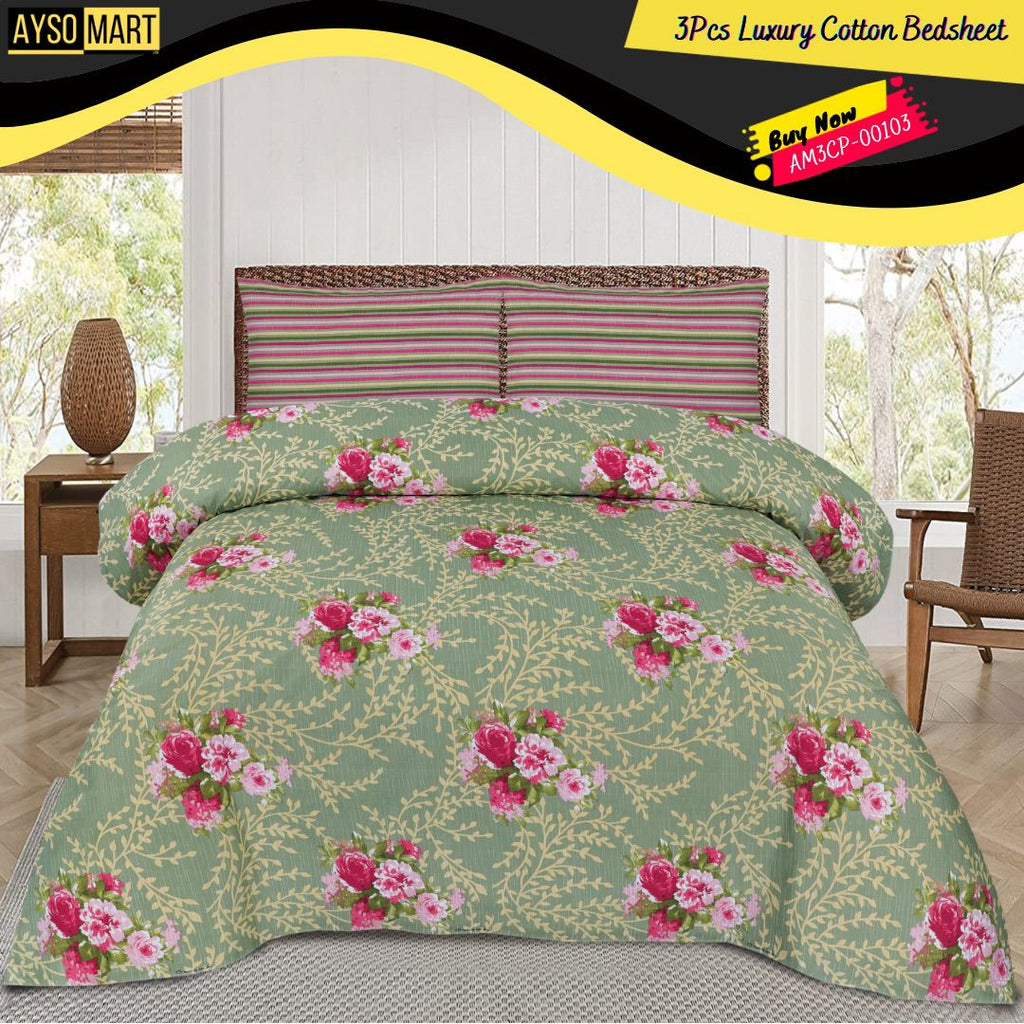 Zinky Lawn 3Pcs Luxury Cotton Bedsheets AY3CP-00103