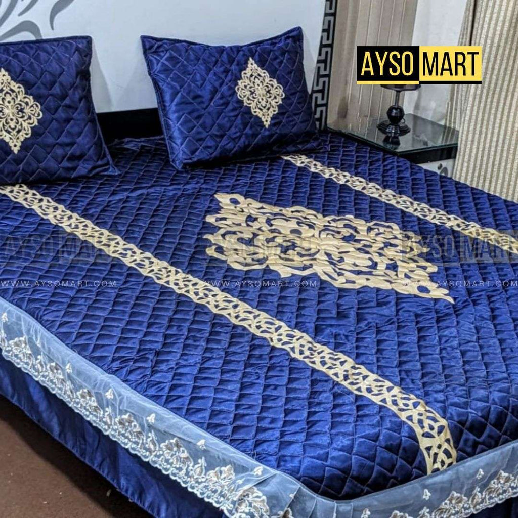 Luxury Silk Quilted Bedsheet AMCS-001103-Blue