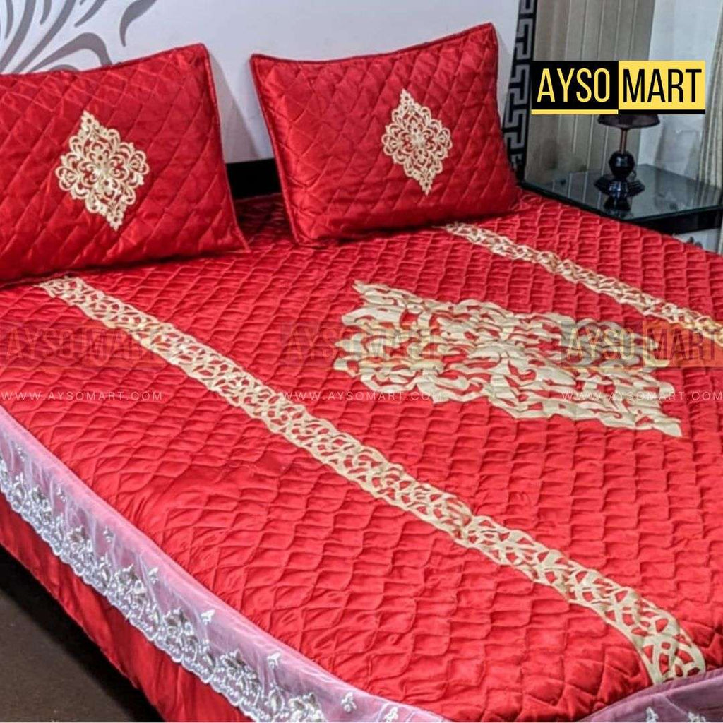 Luxury Silk Quilted Bedsheet AMCS-001101-RED