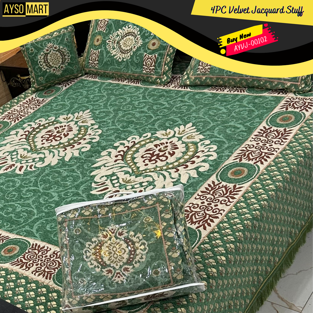 4PCS Velvet Jacquard Fancy Bedsheet Set AYVJ-00102